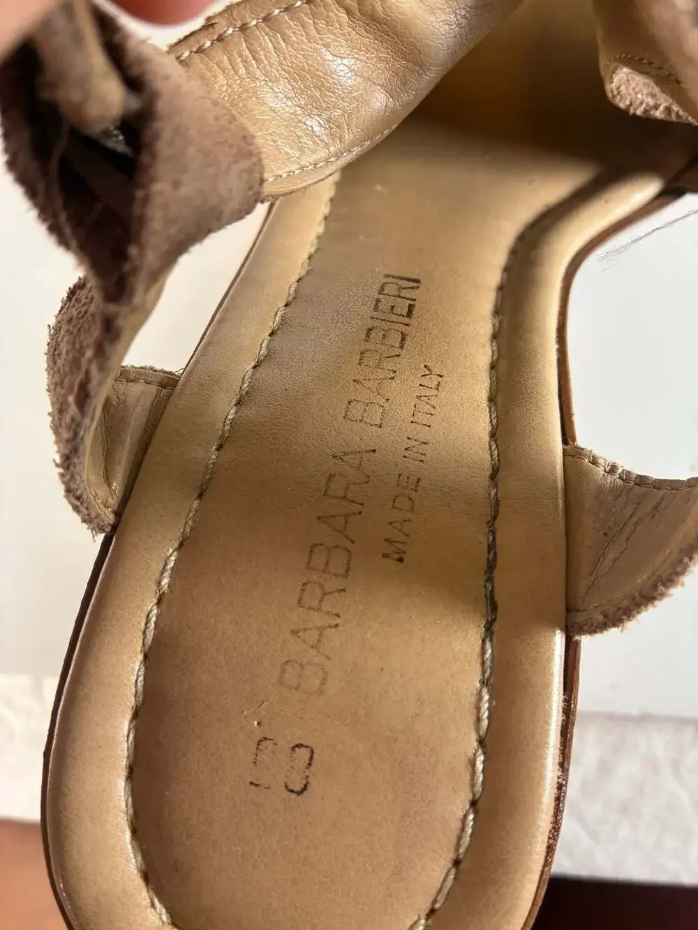 Barbara Barbieri Suede Slingback Open-Toe Wedge Sandals Size 8.5